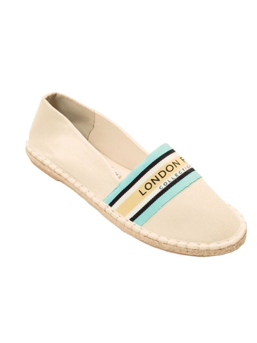 LONDON FOG COLLECTION Women's Shoes Beige Fabric Slip Espadrille Flats SIZE 8.5